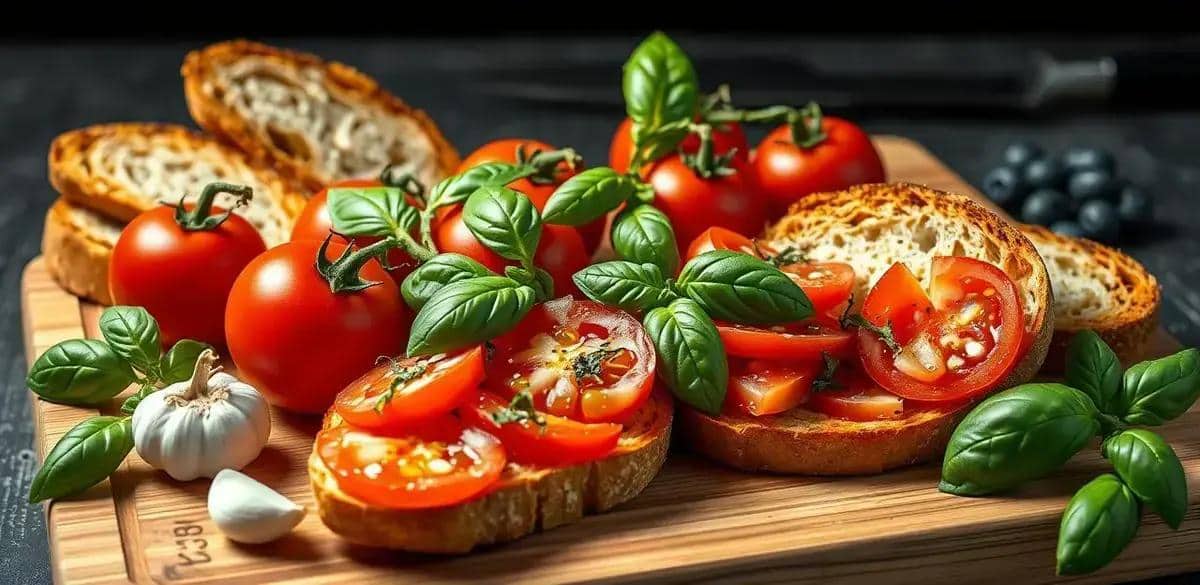 Ingredientes da Bruschetta com Tomate