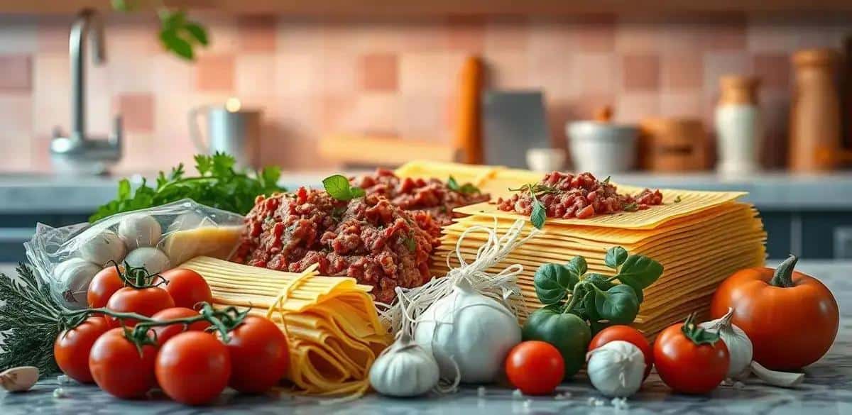 Ingredientes da Lasanha à Bolonhesa