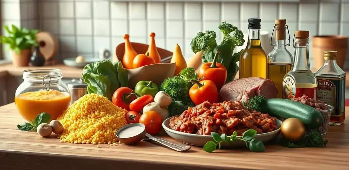 Ingredientes da Polenta com Molho de Carne