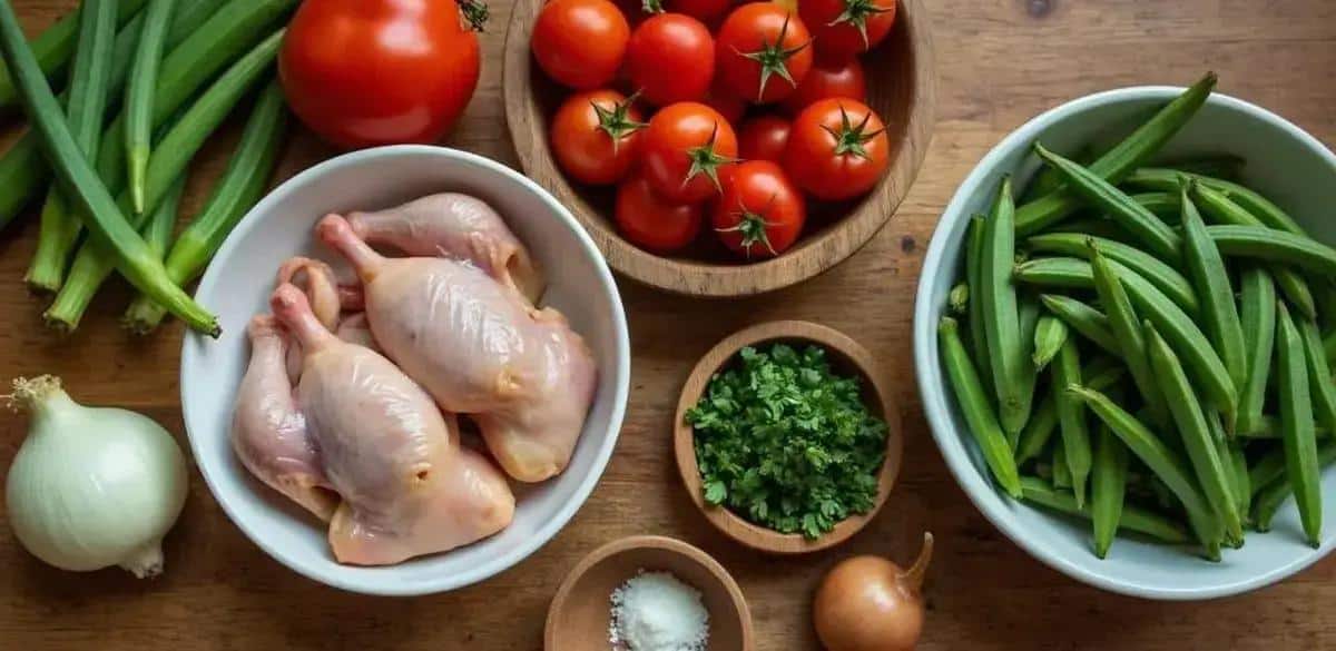 Ingredientes do Frango com Quiabo