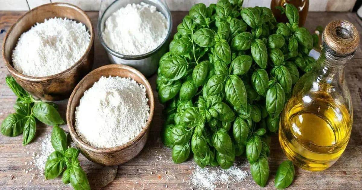 Ingredientes do Pão de Manjericão
