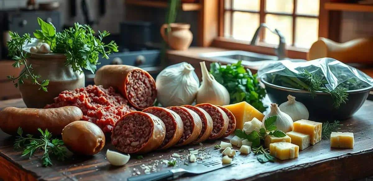 Ingredientes do Rolo de Carne com Linguiça