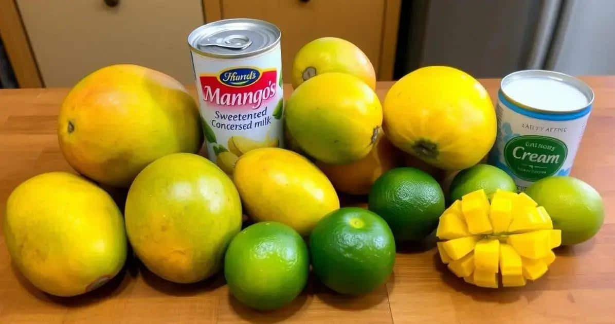 Ingredientes para o Doce de Manga com Creme
