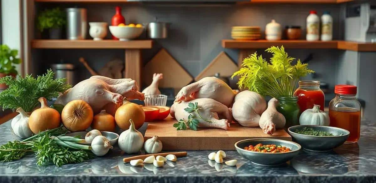 Separe os ingredientes para o Frango ao Molho Pardo