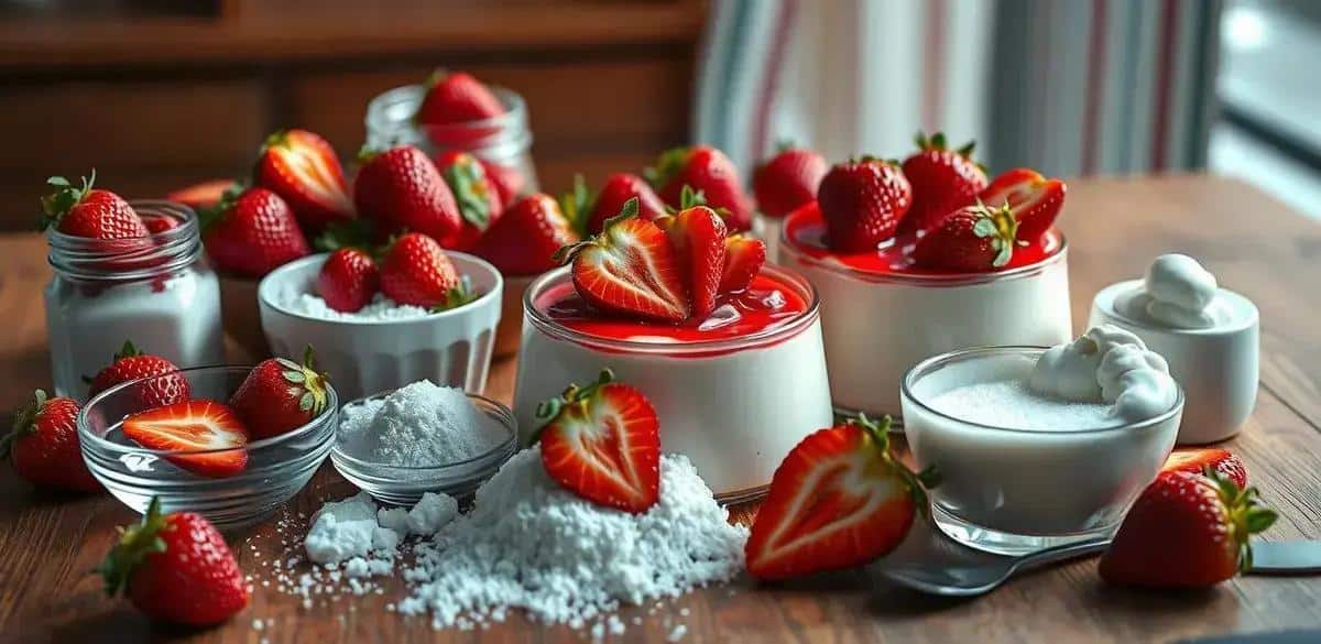 Ingredientes para a Panna Cotta de Morango