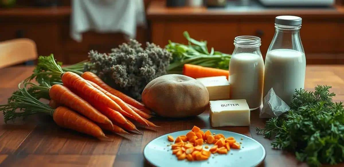 Ingredientes para o Purê de Cenoura